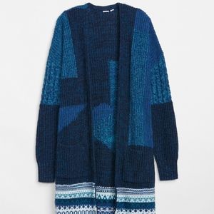 GAP Mix-Knit Patchwork Duster Cardigan Sweater S